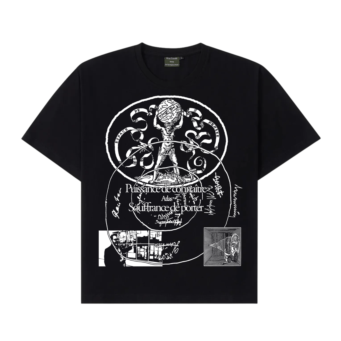 Atlas, Didi, Warburg organic hemp tee by Florian Tripoteau, front print