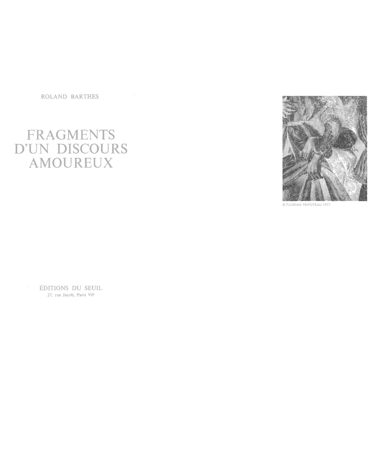 Roland Barthes, Fragments organic hemp tee by Florian Tripoteau, front print