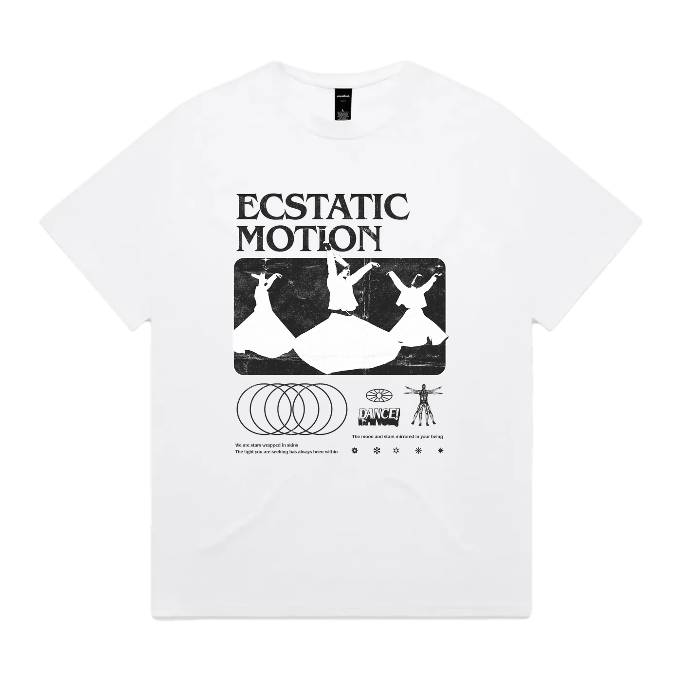 Ecstatic Motion heavyweight graphic tee by Ganang Restra, front print