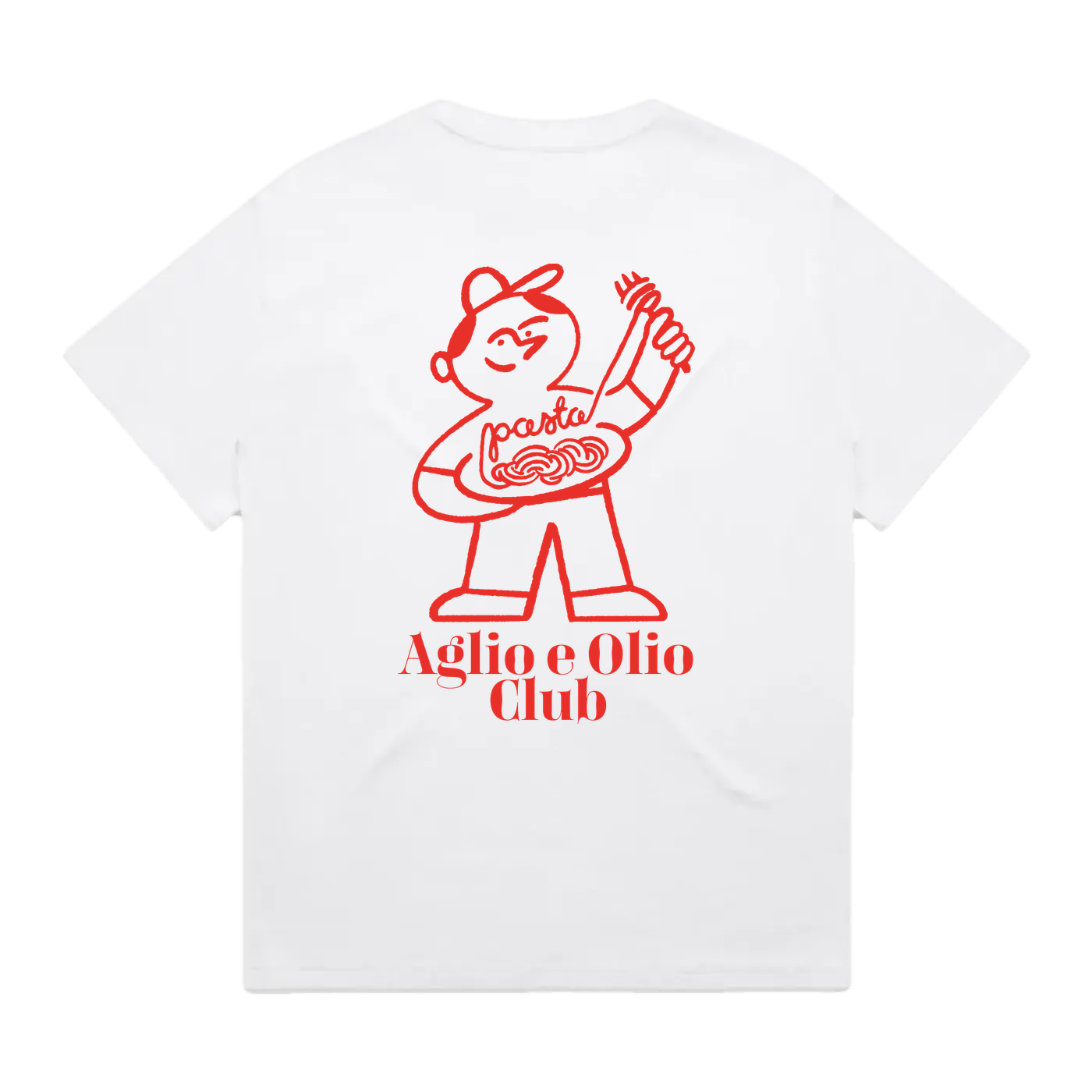 Aglio e Olio Club heavyweight graphic tee by Michal Loba, back print