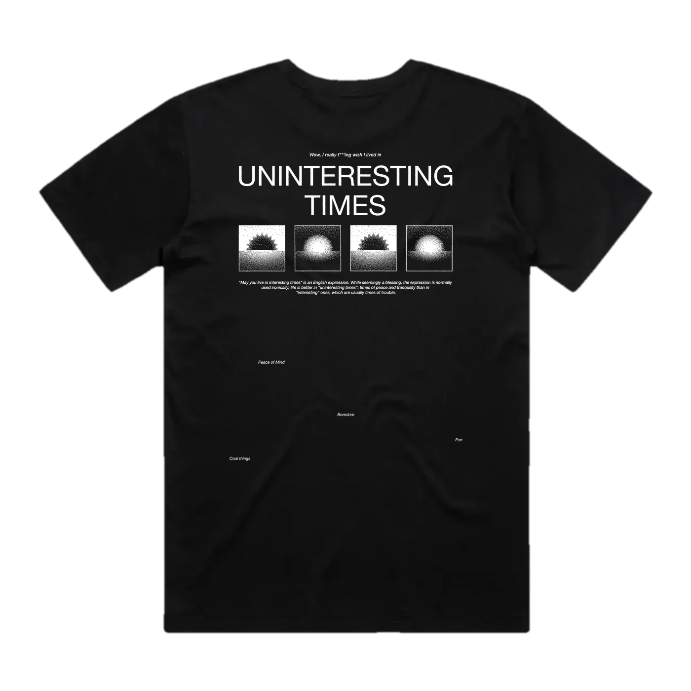 UNINTERESTING TIMES graphic tee by obstacle, back print